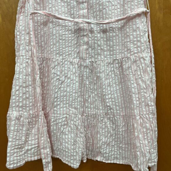 Madison Grey Pink Striped button down tiered mini dress - Picture 4 of 5